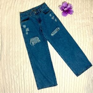 Wall Denim Men's Distressed Denim Light Blue Jeans; 40